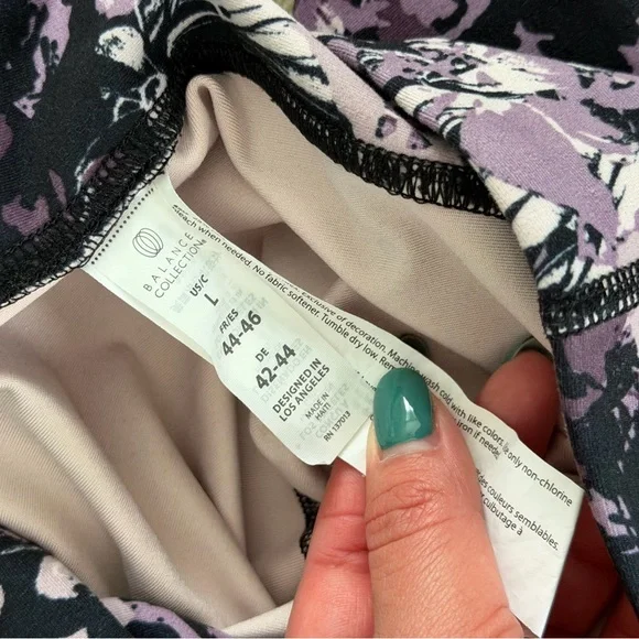 Balance Collection Floral Leggings Purple Black High Rise L - Picture 3 of 5